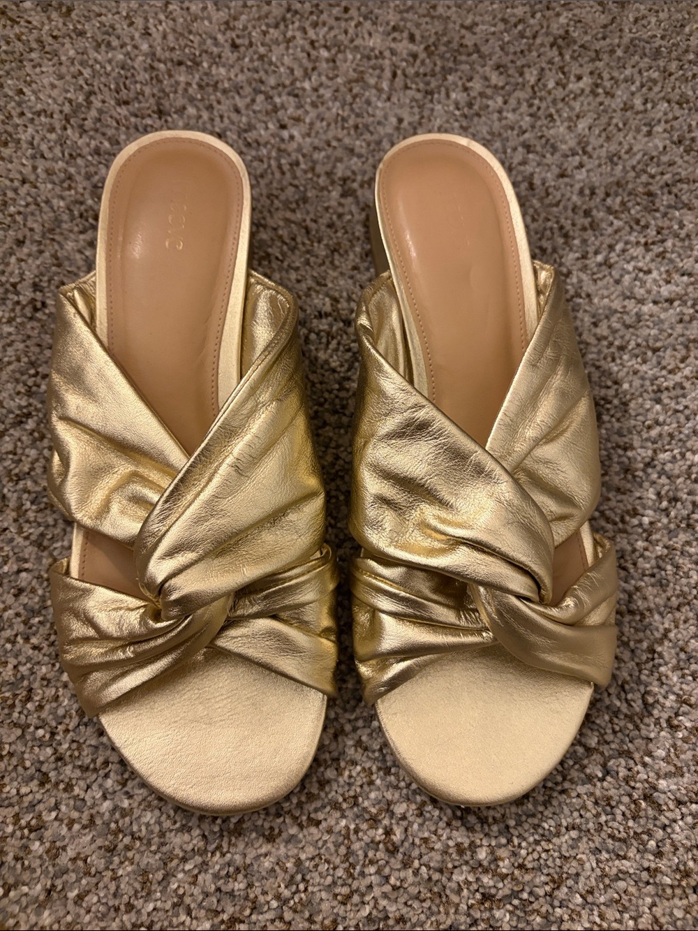 Anthropologie gold leather slides size 7.5 38